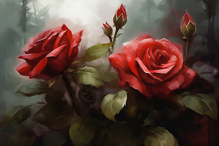 美丽的红玫瑰背景图片