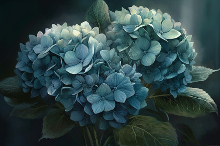 一束蓝色绣球花背景图片