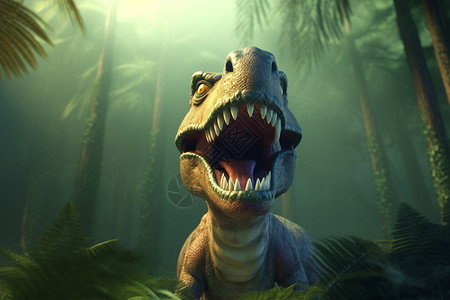 侏罗纪森林森林里凶猛的恐龙设计图片