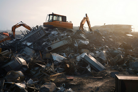 废弃金属废料场废品站高清图片