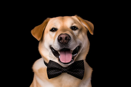戴着可爱领结的狗子背景图片