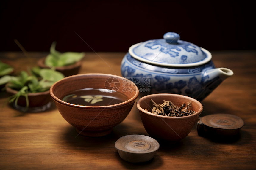 亚洲东方古老陶瓷茶具泡茶茶文化图片