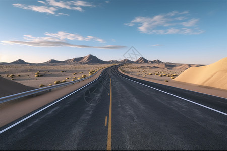 3D道路3d渲染下荒野蜿蜒沙漠公路背景
