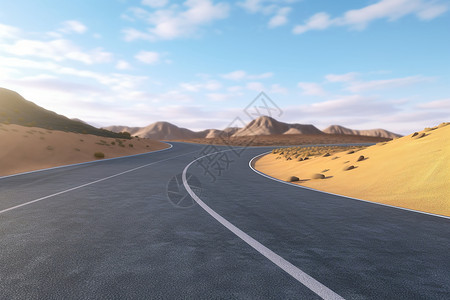 沙漠下的弯曲公路背景图片