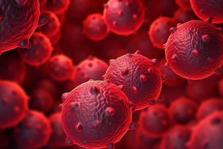 红色病毒细胞3D概念图图片