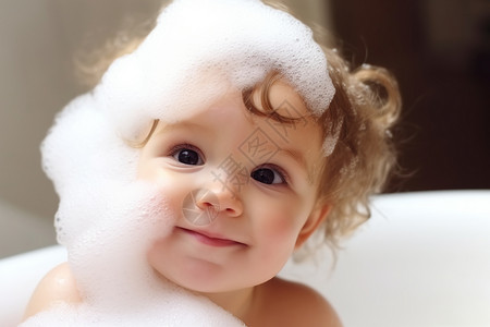 可爱的小女孩在沐浴背景图片
