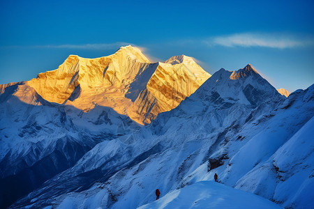站的高西藏雪山美景背景