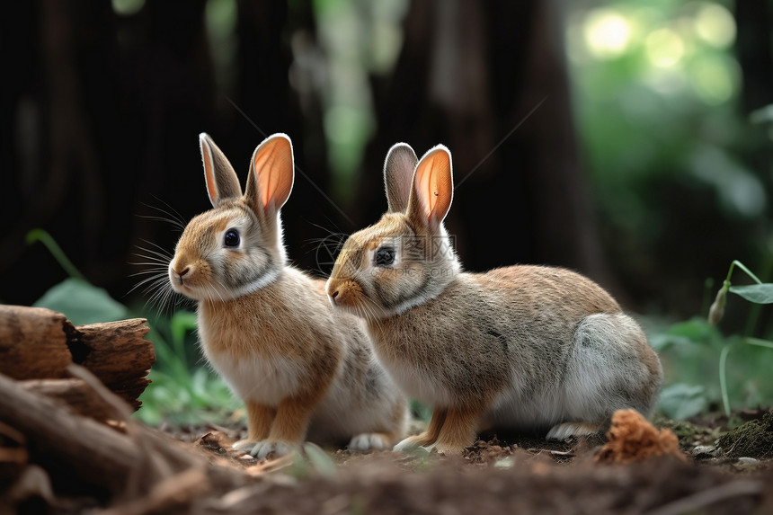 两只可爱的兔子图片