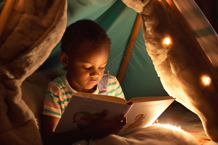 儿童在小屋阅读背景图片