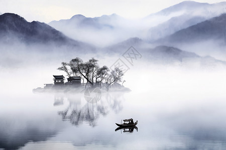 山水中国画背景图片