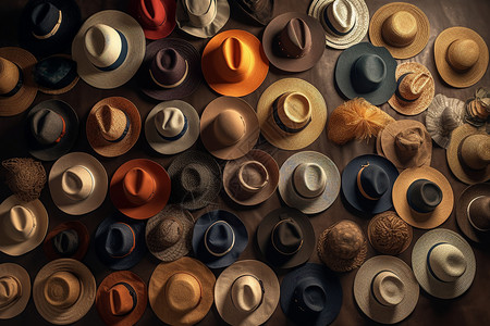 一堆时髦的男士帽子背景图片