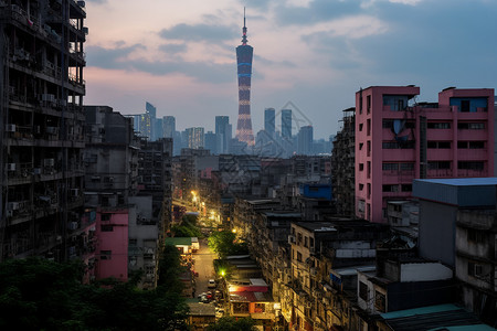 城市傍晚夜景背景图片