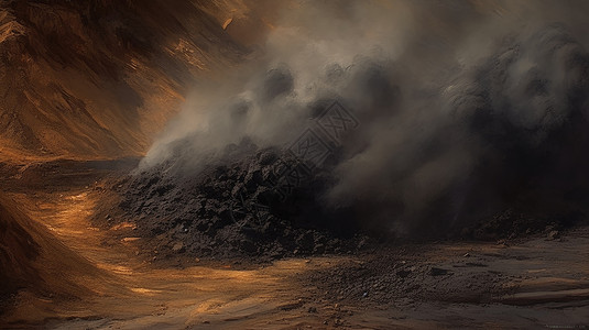 采矿的煤尘污染高清图片