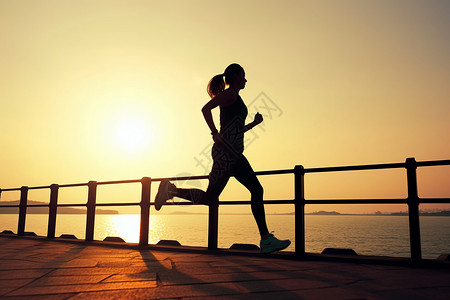日出慢跑运动的女性38高清图片素材