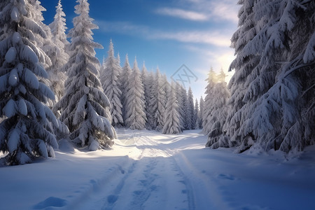 雪地冬季森林图片