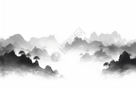 水墨风山水背景高清图片