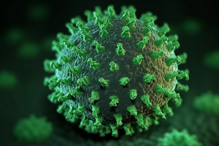 三维绿色病毒展示图片