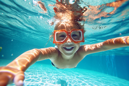 夏季儿童游泳游泳的儿童背景