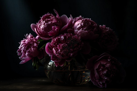 花瓶中的牡豆花朵背景图片