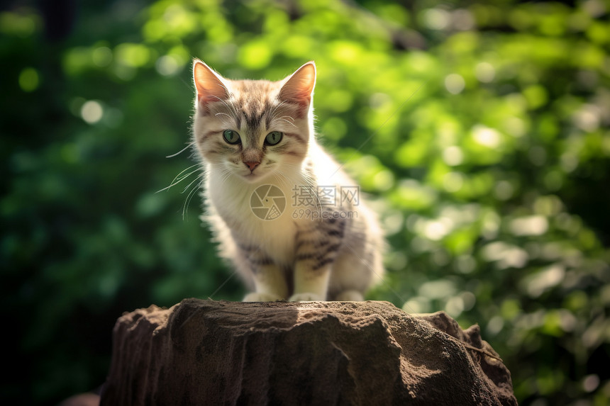 森林中的一只小猫图片