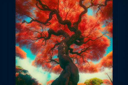 童话红枫树背景图片
