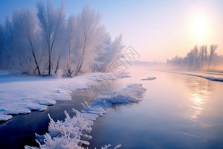 冬天河流美景唯美高清图片素材