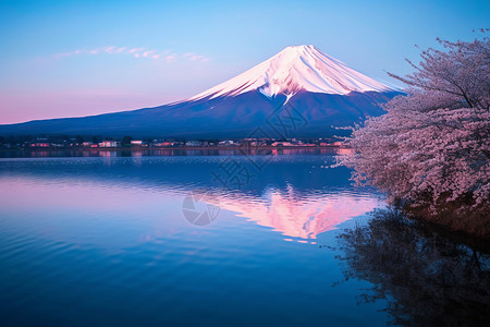 日本国内最高峰富士山樱花旅行旅游背景