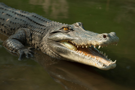 张嘴的鳄鱼动物凶残的高清图片