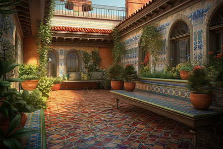 地中海庭院复古的露台设计图片