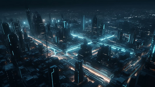 未来的城市都市幻想高清图片