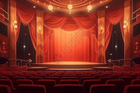 电影院红色舞台背景图片