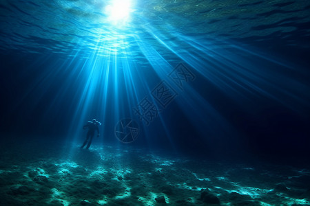 奥秘深海中的潜水者背景