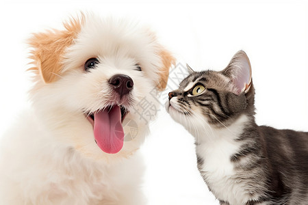两个月小的猫猫和狗狗高清图片