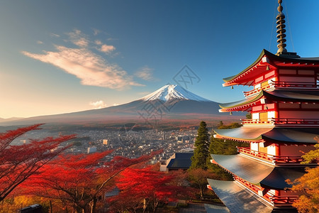 秀丽的山的富士山背景图片
