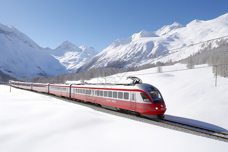 雪山中的专列火车图片