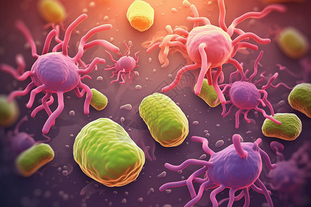 抽象生物生物体内肠道疾病的抽象表示插画