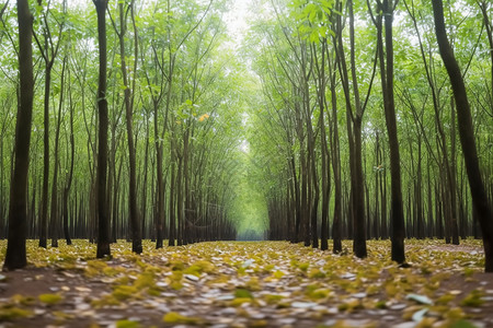 茂盛的橡胶树林高清图片