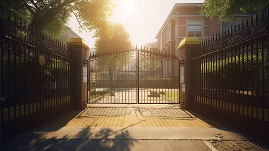 学校建筑大门学校门口的大门背景