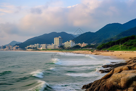 碧海银滩海滩自然风光背景