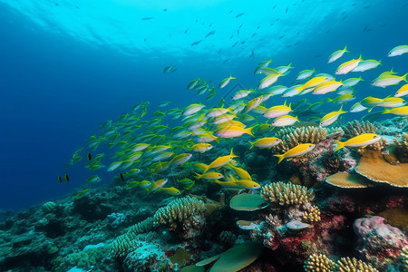 海洋里的珊瑚礁和鱼类图片