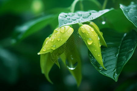 雨后绿叶图片