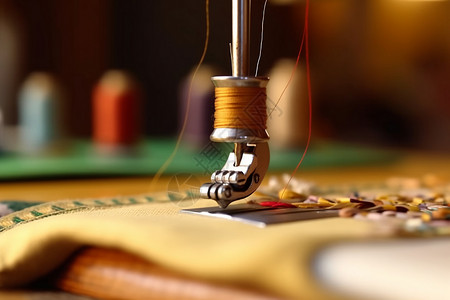 缝合缝纫机 布料特写背景