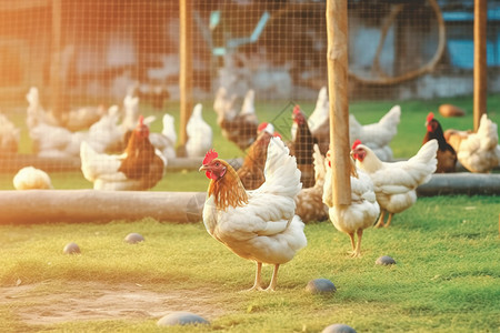 养鸡场的鸡背景图片
