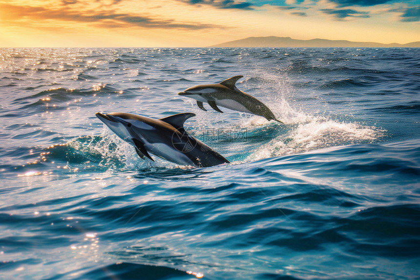 大海中的海豚图片