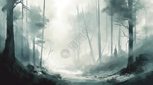 空灵的迷雾森林背景图片