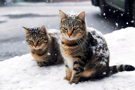 猫到冬天素材被遗弃的猫背景