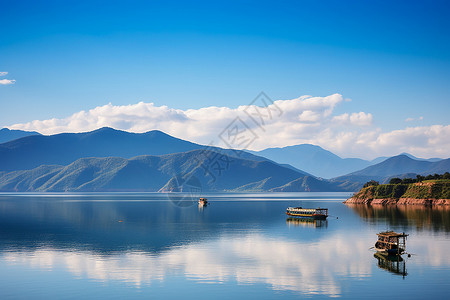 湖边景色背景图片