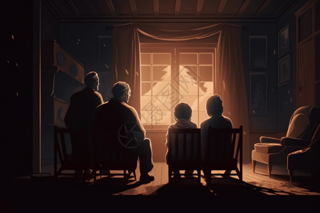 一个看电影的家庭背景图片