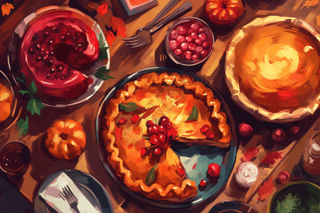 感恩节美食蔓越莓派插图图片