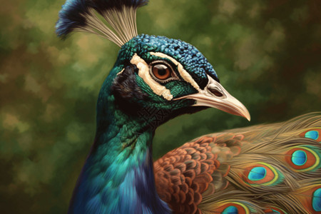 动物头部素材孔雀头部羽毛设计图片